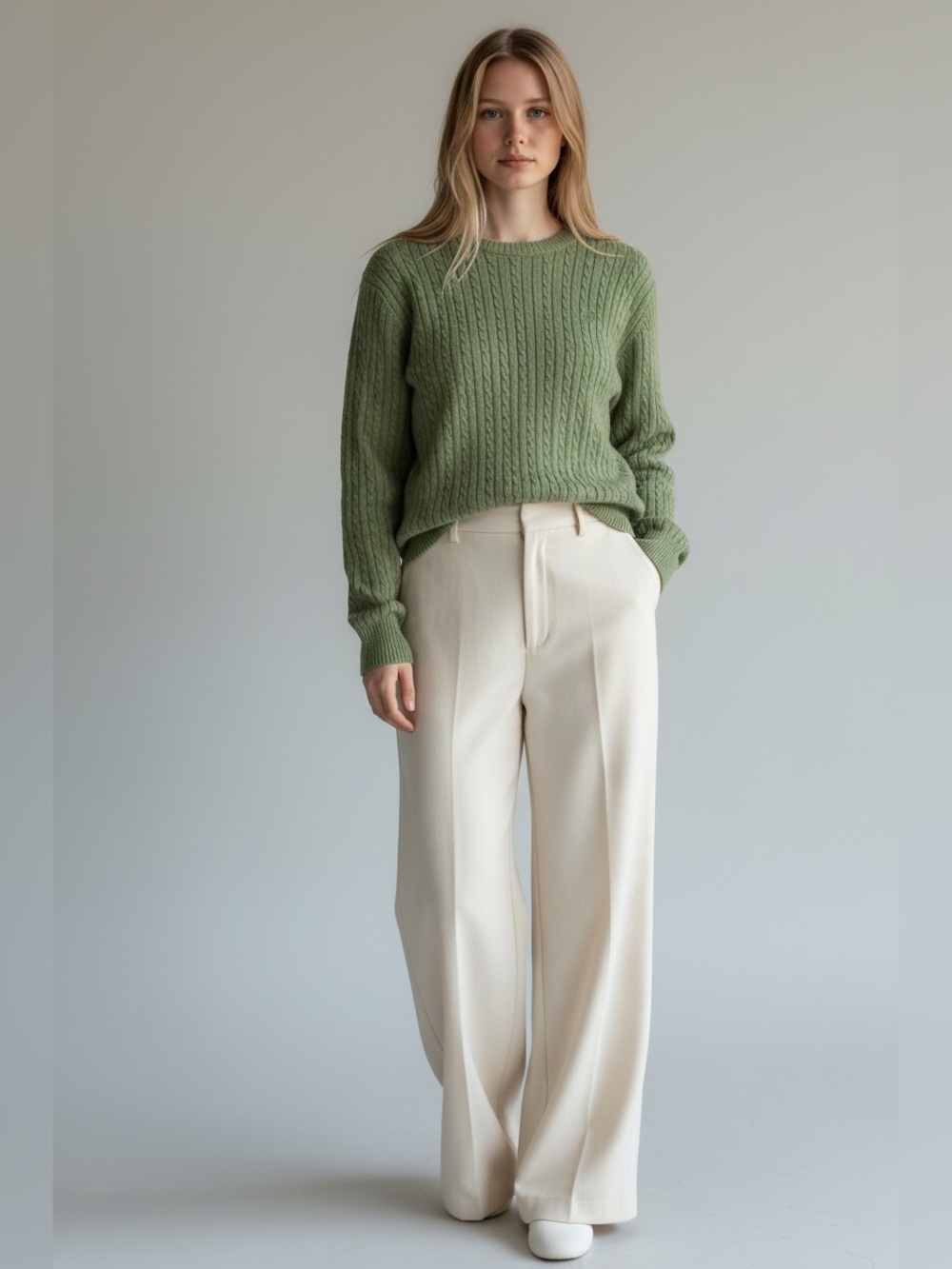 Izod Cable Knit Sweater Women’s Size XL Green Preppy Academia Office